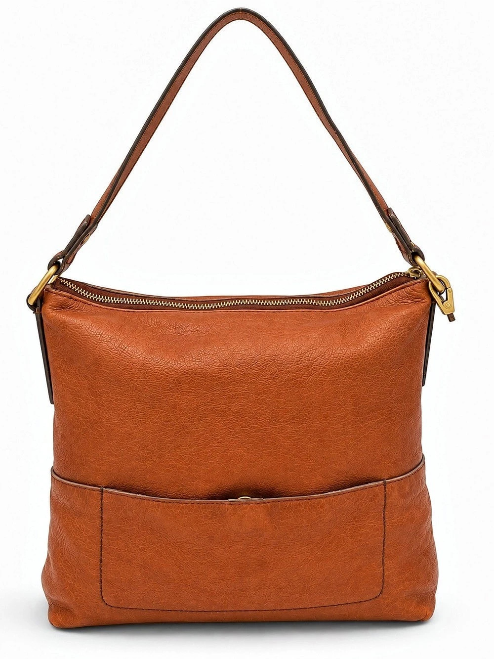 Fossil Amelia Hobo Shoulder Bag Cognac Brandy Brown Leather Tote SHB1819
